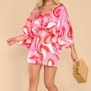 Vibrant Pink and Red Swirl Romper